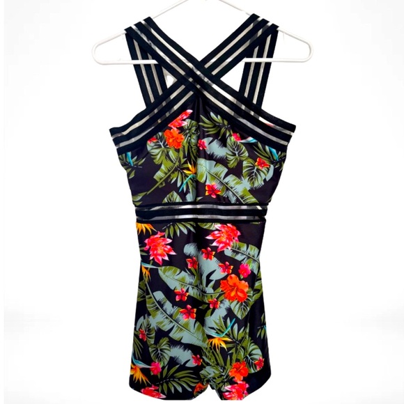 Other - Tropical Floral Print Swimsuit Romper, Size Medium